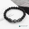 TCC™ Natural Matt Black Agate Crown Charm Bracelet